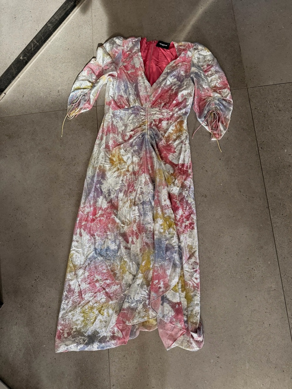 The Kooples Multi-Color Abstract V-Neck Maxi Dress